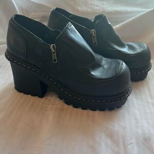 Route 66 vintage 90s slip on black chunky platform loafers